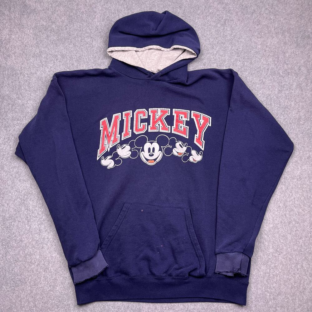 vintage disney mickey hoodie blue long sleeve usa mens large